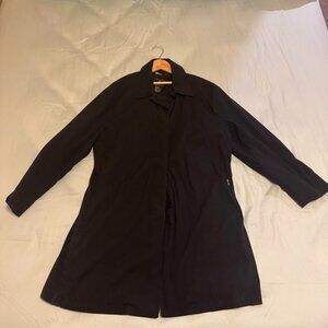 Façonnable Men’s Black Trench Coat Size L – Cotton Nylon Blend